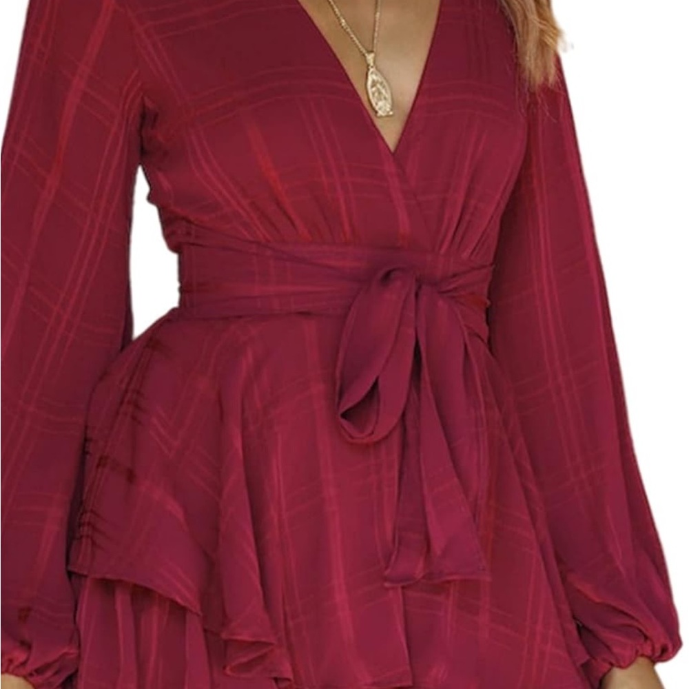 Elegant Burgundy Wrap Dress